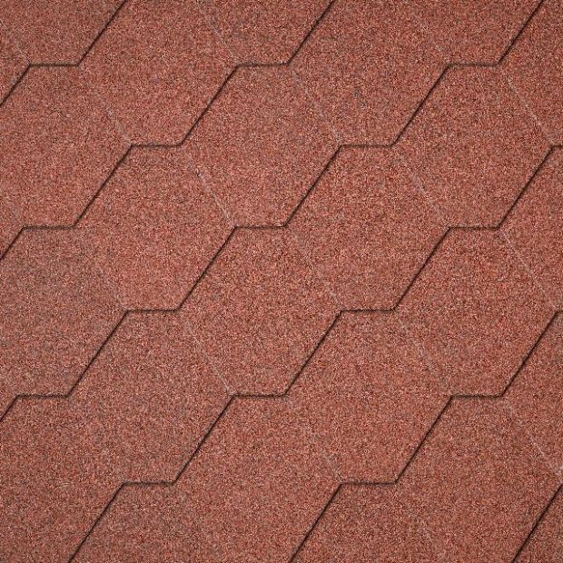 Бітумна черепиця Superglass Hex (10) Tile Red
