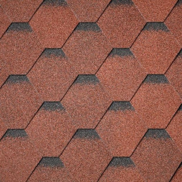 Бітумна черепиця Superglass Hex (20) Tile Red ultra